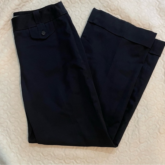 Ann Taylor Black Dress Pants Women’s 6 Wide Leg Button Side Pocket Cuffed Bottom - Picture 1 of 11